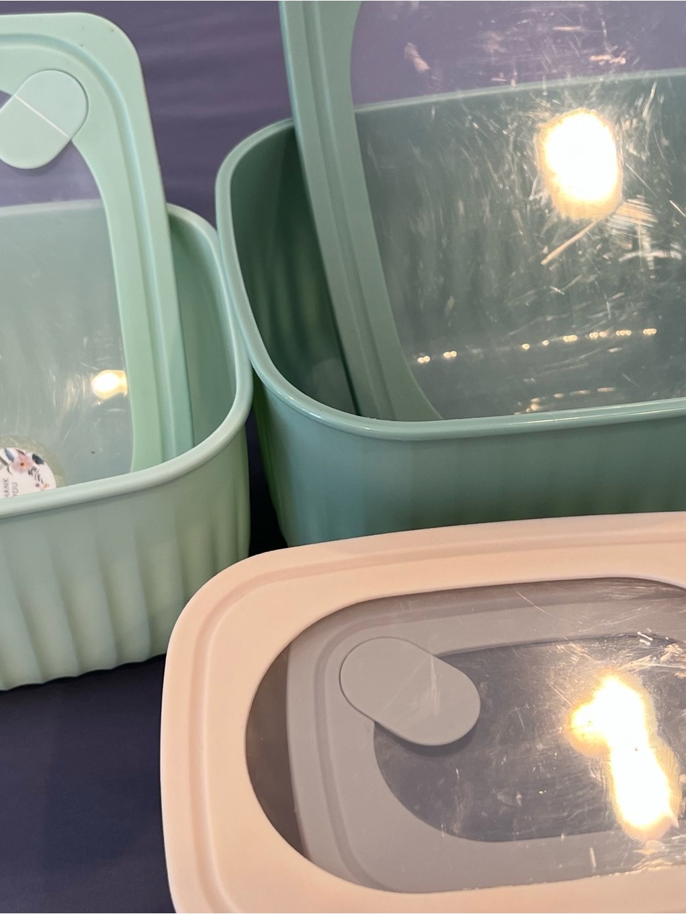 Multi-Size Mint Green and Cream stackable Food Storage Container Set - Picture 5 of 7